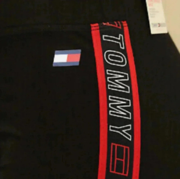 Tommy Hilfiger Black Red Women High Waist Biker Shorts - Picture 2 of 3